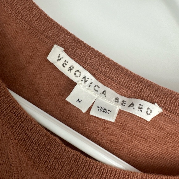 VERONICA BEARD Sionne Mix Media Merino Wool Sweater Clay & pink size M - Picture 2 of 6